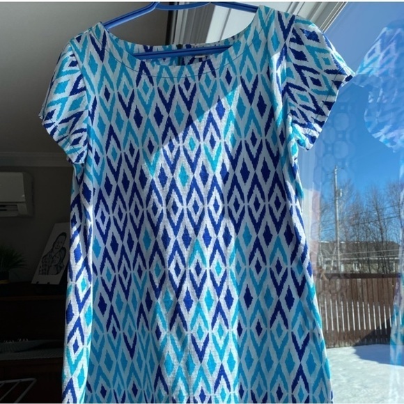EUC Hatley Callie Ikat Dress Blue White Large - Picture 3 of 11